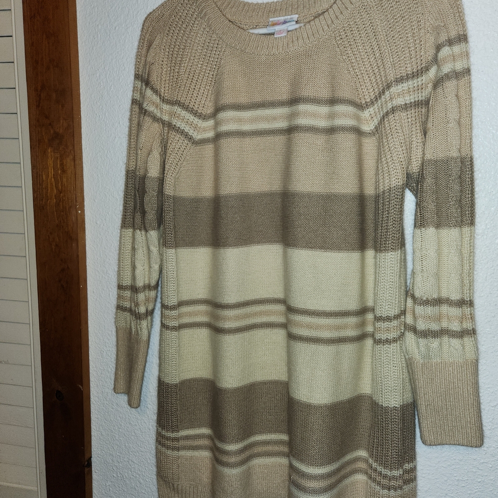 LuLaRoe Beige and Brown Striped Sweater